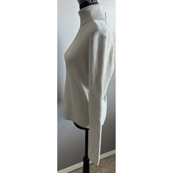 EVIE Womens XL Grey Sparkle Ribbed Turtleneck Silk Blend Long Sleeve Sweater NWT - Picture 2 of 8